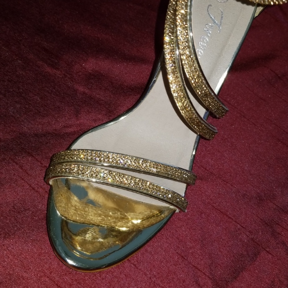 Gold Rhinestone Formal Dress Heels - Picture 6 of 8